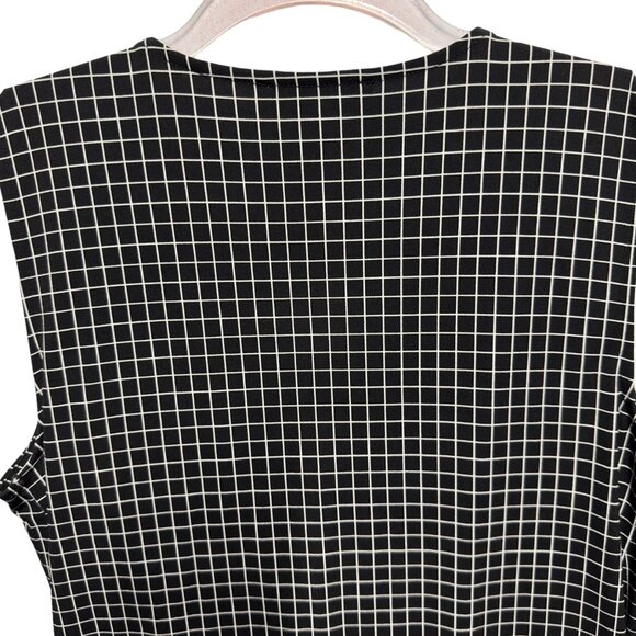 WHBM Windowpane Drapey Faux Wrap Surplice Crepe Knit Tank Top Blouse - Picture 4 of 4